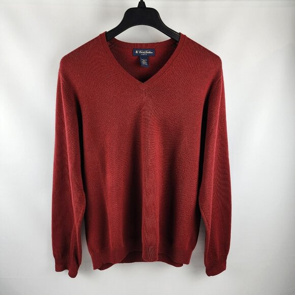 Brooks Brothers Other - Brooks Brothers Sweater Mens Large Red Merino Wool V-Neck Pullover Stretch